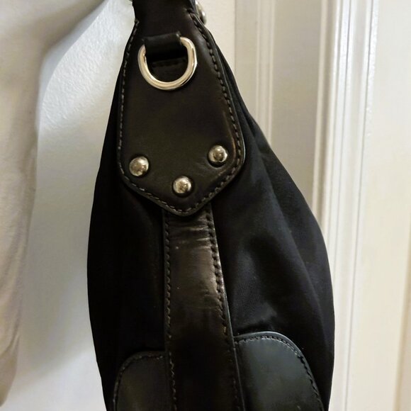Vintage Y2K black Prada Saffiano Tessuto Nylon-Leather Bag w/chain - Picture 10 of 17
